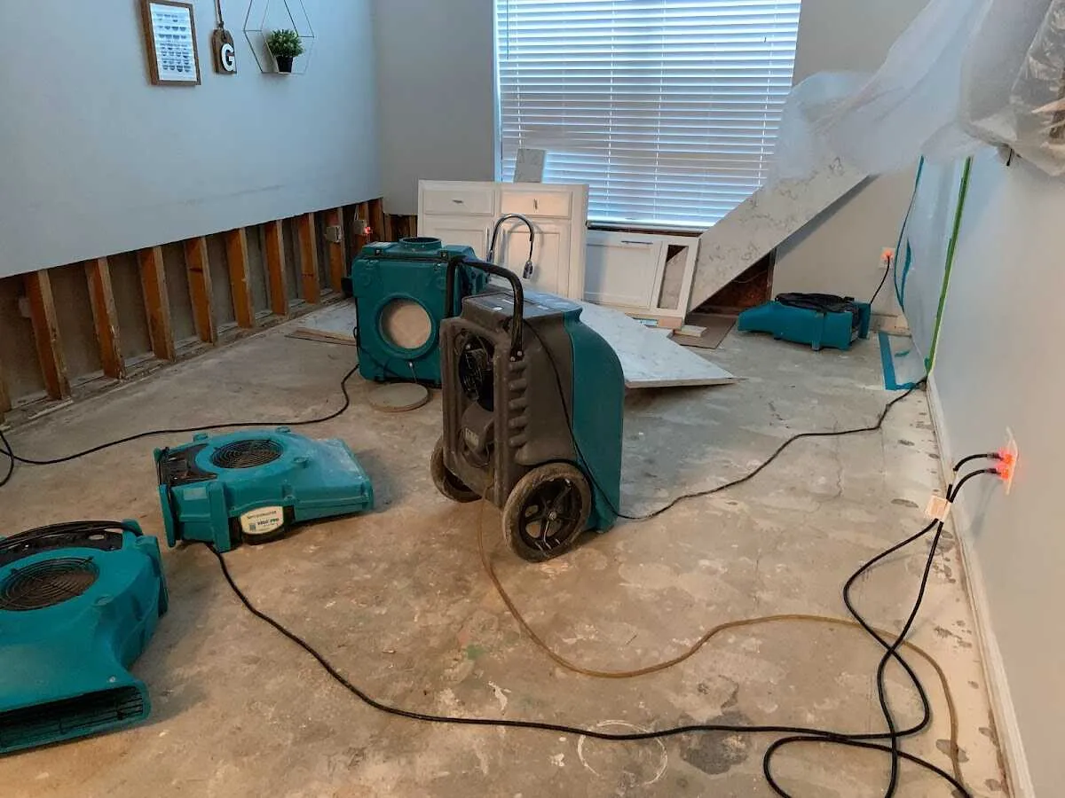 Dehumidifier in flood-cut room for Water Damage Restoration in Lake Stevens
